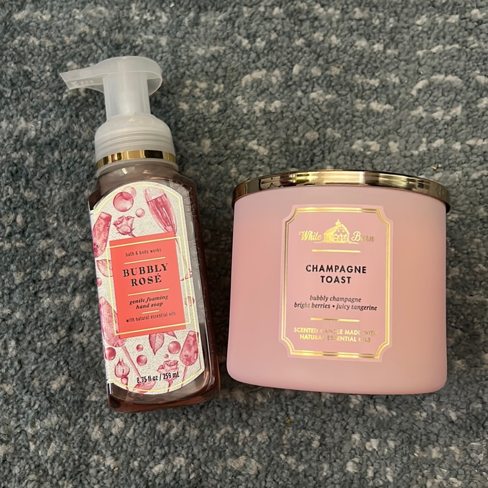 White Barn Candle Co. candle and Bath & Body Works hand soap